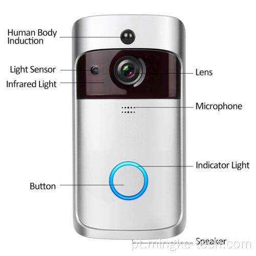 Smart Wi -Fi Door Bell Ring Câmera Câmera sem fio Porteira